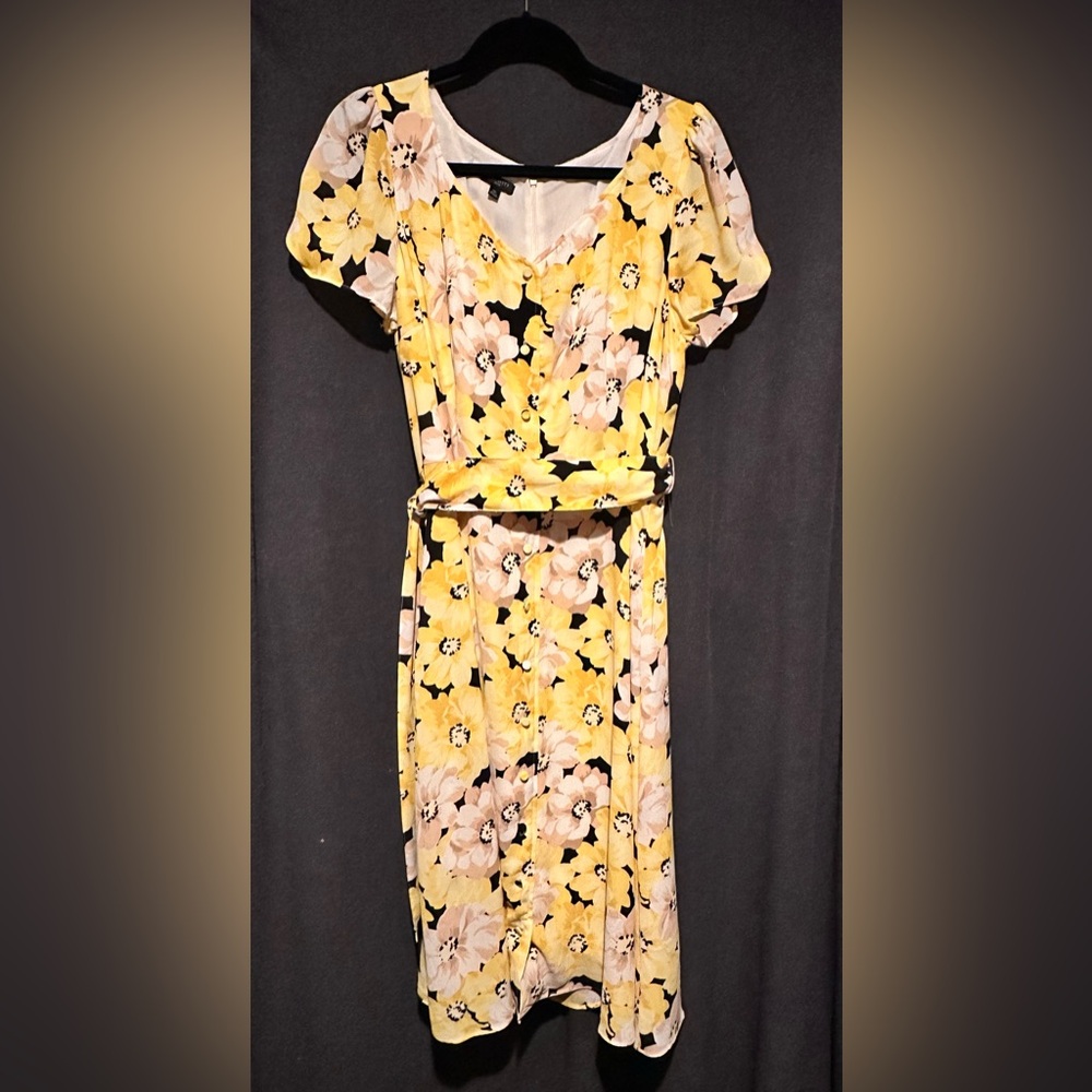 Talbots Yellow Flutter Sleeve Midi Dress
